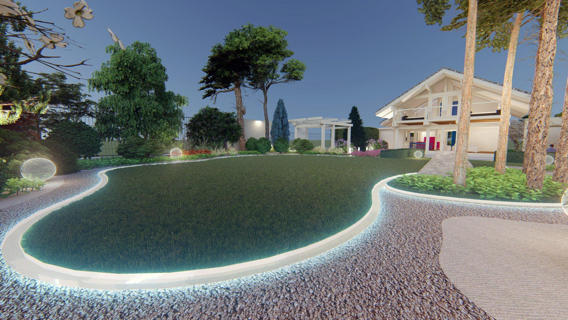 освещение ландшафт эскиз освещения участка